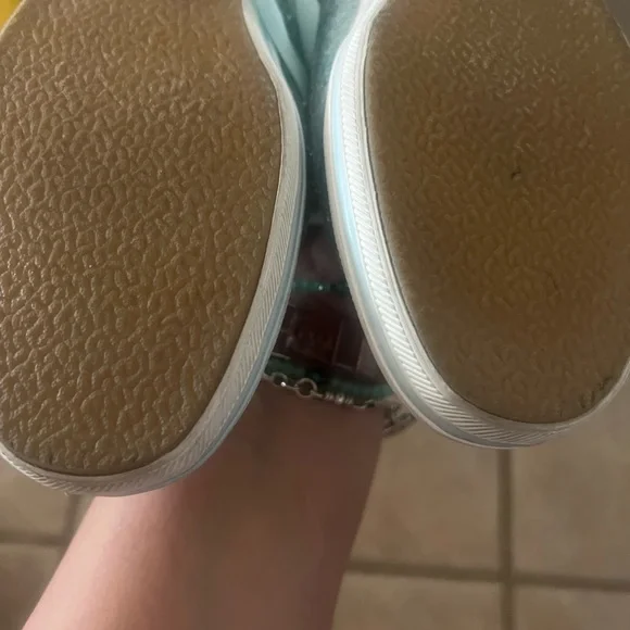 Light Blue Glitter Ribbon Lace Women's Sneakers - Picture 3 of 4